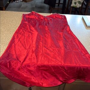 Vintage Etienne red satin night gown slip
